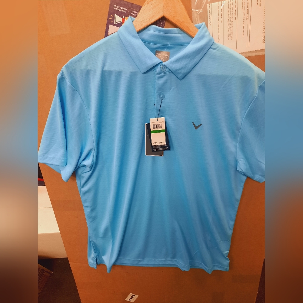 Callaway Opti-Dri Blue Golf Polo Shirt Mens Size L Short Sleeve Collared